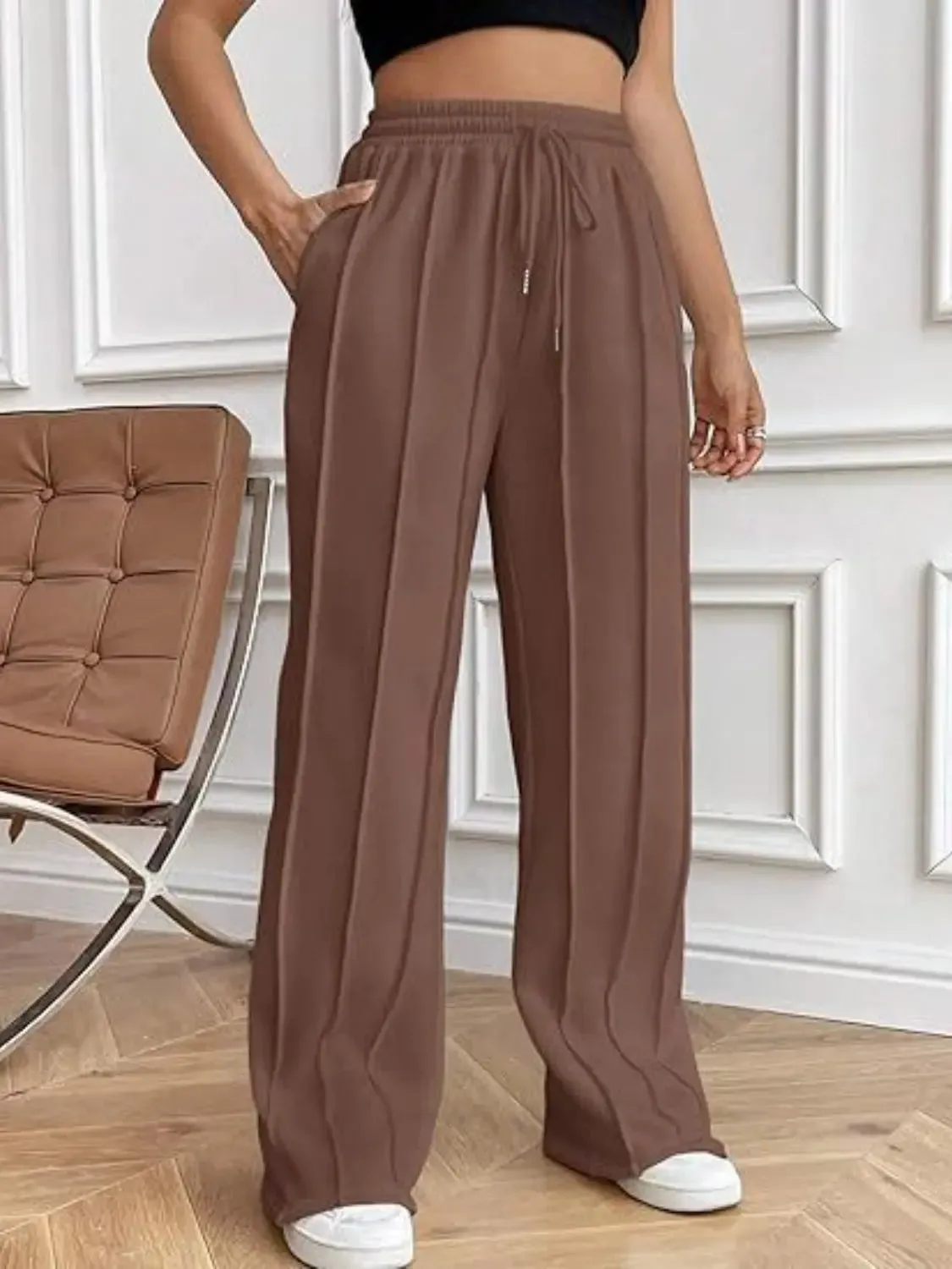 'Zahra' Drawstring Wide Leg Pants