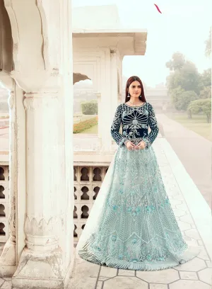 Zara Shahjahan Pakistani Maxi Dress in Aqua Color #PF91