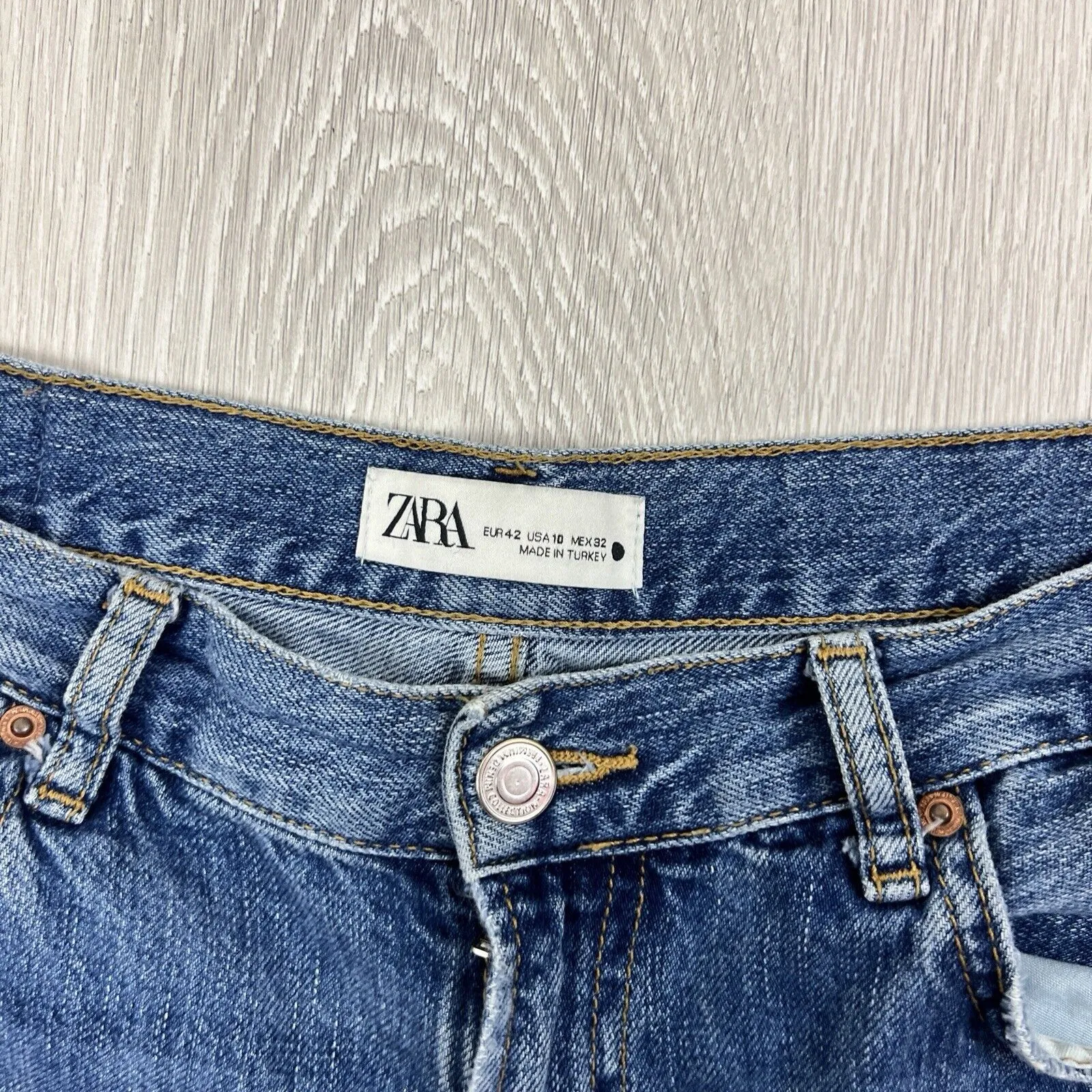 Zara Womens Medium Wash Blue The Pax Culotte Wide Fit Jeans Size 10 US