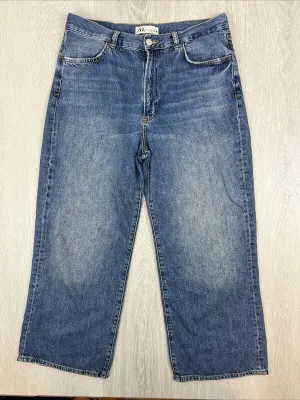 Zara Womens Medium Wash Blue The Pax Culotte Wide Fit Jeans Size 10 US