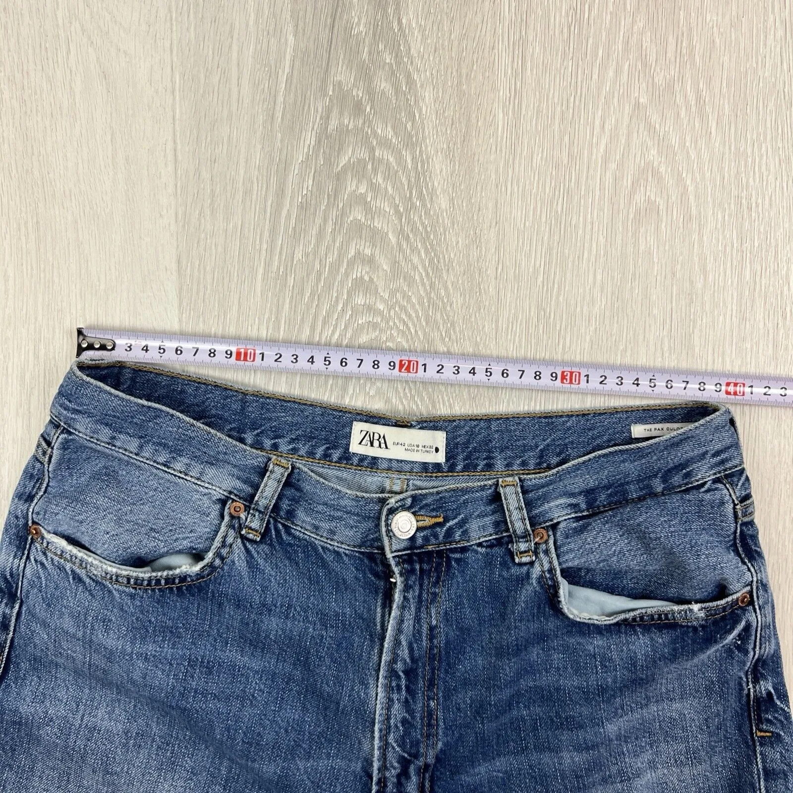 Zara Womens Medium Wash Blue The Pax Culotte Wide Fit Jeans Size 10 US