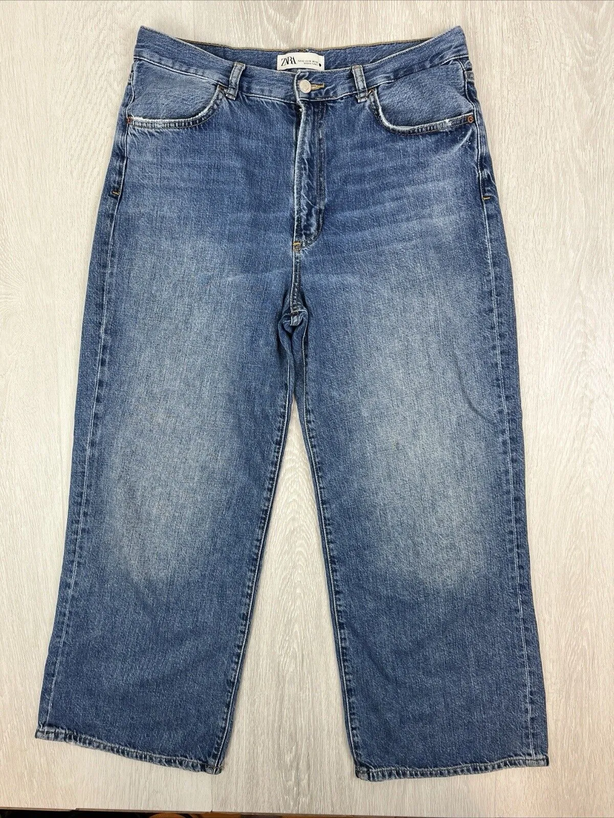 Zara Womens Medium Wash Blue The Pax Culotte Wide Fit Jeans Size 10 US